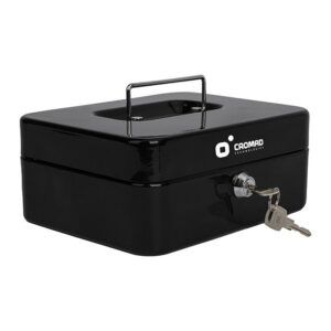 CAJA DE CAUDALES METÁLICA CON LLAVE 9X20X16CM 3 COMPARTIMENTOS CROMAD