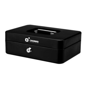 CAJA DE CAUDALES METÁLICA CON LLAVE 9X25X18CM 5 COMPARTIMENTOS CROMAD