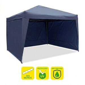 CARPA PLEGABLE ACERO 3X3 METROS AZUL OSCURO + 3 PAREDES PARA CARPA PLEGABLE