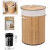 CESTA ROPA BAMBU CON TAPA 48 LITROS 35X50