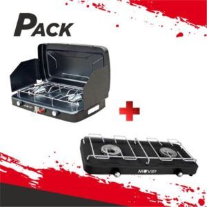 COCINA DE GAS 2 FUEGOS + PROTECTORES CONTRA VIENTO + COCINA DE GAS 2 FUEGOS