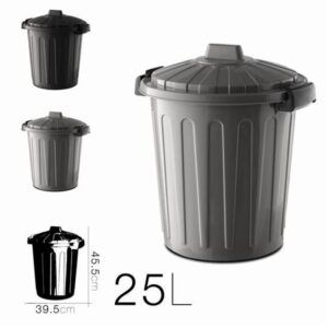 CUBO DE BASURA CON TAPA GRIS/NEGRO 25 LITROS OSKAR