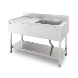 FREGADERO INDUSTRIAL 140X70X85CM CUBETA DERECHA Y ESTANTE CHEF PRO