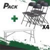 MESA DE RESINA PLEGABLE 152X70X74CM + 4 SILLAS RESINA PLEGABLE 80X50X45CM