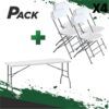 MESA DE RESINA PLEGABLE 152X70X74CM + 4 SILLAS RESINA PLEGABLE 80X50X45CM