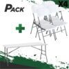 MESA DE RESINA PLEGABLE 152X70X74CM + 4 SILLAS RESINA PLEGABLE PRO 44X53X83