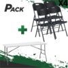 MESA DE RESINA PLEGABLE 152X70X74CM + 4 SILLAS RESINA PLEGABLE PRO 44X53X83