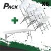 MESA DE RESINA PLEGABLE 180X70X74CM + 6 SILLAS RESINA PLEGABLE 80X50X45CM