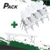 MESA DE RESINA PLEGABLE 240X74X74CM + 8 SILLAS RESINA PLEGABLE PRO 44X53X83