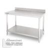 MESA DE TRABAJO ACERO INOXIDABLE 140X70X85CM CON RESPALDO CHEF PRO