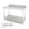MESA DE TRABAJO ACERO INOXIDABLE 150X70X85CM CON RESPALDO CHEF PRO