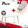 MESA DESIGN D900 120X80CM BLANCA + 4 SILLAS DESIGN D100 TRANSPARENTE