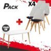 MESA DESIGN D900 120X80CM BLANCA + 4 SILLAS DESIGN D1000 TRANS+NEGRO