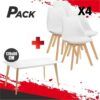 MESA DESIGN D900 120X80CM BLANCA + 4 SILLAS DESIGN D200 BLANCAS MUVIP