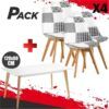MESA DESIGN D900 120X80CM BLANCA + 4 SILLAS DESIGN D400 TELA PATCHWORK