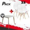 MESA DESIGN D900 80X80CM BLANCA + 4 SILLAS DESIGN D100 BLANCAS MUVIP