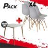 MESA DESIGN D900 80X80CM BLANCA + 4 SILLAS DESIGN D100 GRISES MUVIP