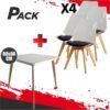 MESA DESIGN D900 80X80CM BLANCA + 4 SILLAS DESIGN D1000 TRANS+NEGRO