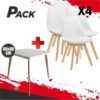 MESA DESIGN D900 80X80CM BLANCA + 4 SILLAS DESIGN D200 BLANCAS MUVIP