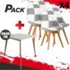 MESA DESIGN D900 80X80CM BLANCA + 4 SILLAS DESIGN D400 TELA PATCHWORK