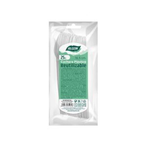 PACK 25 CUCHARAS PLASTICAS REUTILIZABLES BLANCAS ALGON
