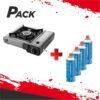 PACK COCINA GAS PORTATIL DOBLE MUVIP + 4 CARTUCHOS DE GAS 250GR CAMPINGAZ