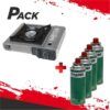 PACK COCINA GAS PORTATIL MUVIP + 4 CARTUCHOS GAS 227GR. MADER