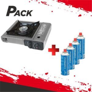 PACK COCINA GAS PORTATIL MUVIP + 4 CARTUCHOS GAS CAMPINGAZ