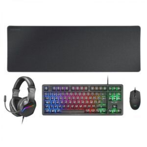 PACK GAMING TECLADO H-MECH | RATON RGB | AURICULARES | ALFOMBRILLA | NEGRO