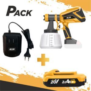 PISTOLA DE PINTAR 20V (SIN BATERÍA) + BATERIA 20V 2AH + CARGADOR DE BATERÍA