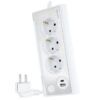 REGLETA 3 TOMAS + 2 USB CON CABLE 1.5METROS BLANCO NANOCABLE