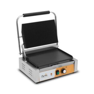 SANDWICHERA INDUSTRIAL SUPERFICIE MIXTA (RAYADA + LISA) 2200W CHEF PRO