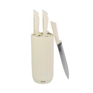 SET 5 CUCHILLOS ACERO INOXIDABLE + TACOMA CREMA JOCCA