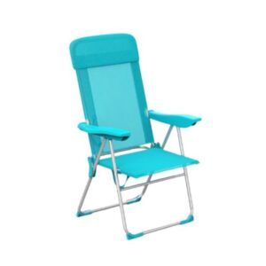 SILLA PLEGABLE 5 POSICIONES ALUMINIO C/COJIN AGUAMARINA 60X60X110CM
