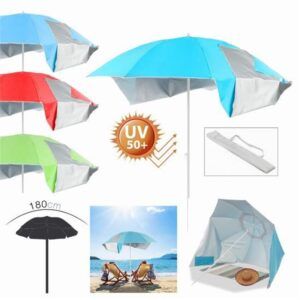 SOMBRILLA PLAYA CON CORTAVIENTOS UV50+ 180CM