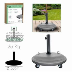 SOPORTE PARA SOMBRILLA CEMENTO GRIS CON RUEDAS 25KG