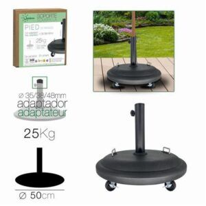 SOPORTE PARA SOMBRILLA CEMENTO NEGRO CON RUEDAS 25KG