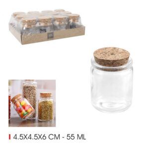 TARRO VIDRIO CON TAPON CORCHO 55ML LA MEDITERRANEA