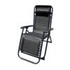 TUMBONA PLEGABLE NEGRO DE ACERO CON COJIN CERVICAL