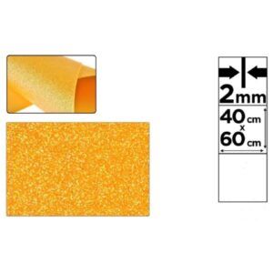 GOMA EVA 40x60 2mm C/Purpurina (Naranja)