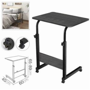 MESA NEGRA AJUSTABLE + RUEDAS 60X40X65-89CM