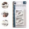 PACK 4 PINZAS SUJETAMANTELES BLANCOS 5.5X1.5CM
