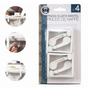 PACK 4 PINZAS SUJETAMANTELES BLANCOS 5.5X1.5CM