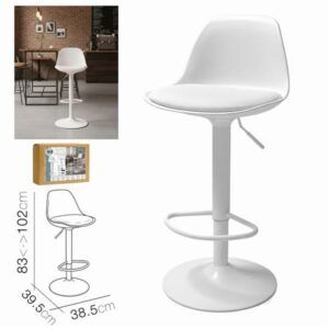 TABURETE BAR C/ RESPALDO BLANCO 38.5X39.5X83CM