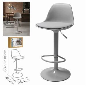 TABURETE BAR C/ RESPALDO GRIS 38.5X39.5X83CM