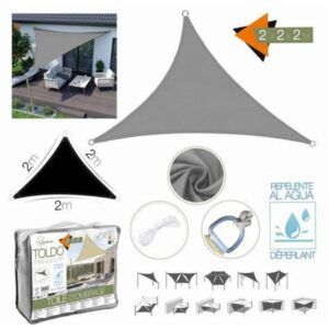 TOLDO TRIANGULAR 2X2X2 METROS GRIS CON BOSLA