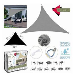 TOLDO TRIANGULAR 3X3X3 METROS GRIS CON BOSLA