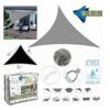 TOLDO TRIANGULAR 5X5X5 METROS GRIS CON BOSLA