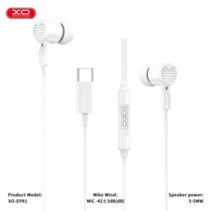 AURICULARES CON Y MICROFONO CABLE TIPO C EP81 BLANCO XO