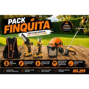 PACK FINCA DESBROZADORA + CASCO + ARNÉS + TIJERA + MINI SIERRA BATERIA BLIM